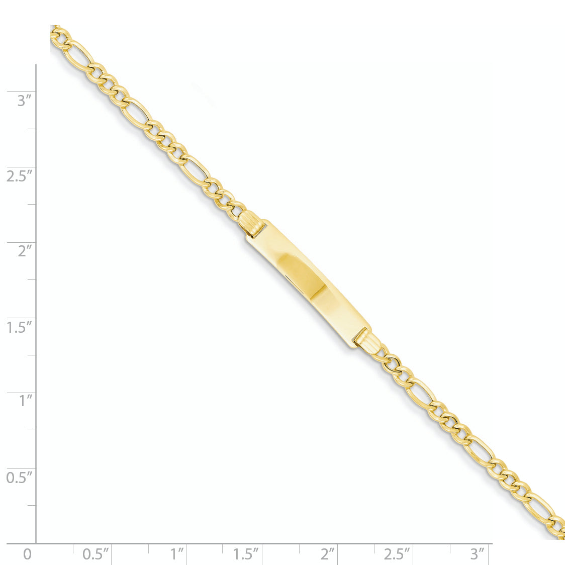 14k Semi-solid Polished Figaro Link ID Bracelet