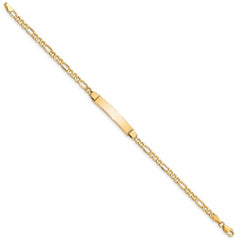 14k Semi-solid Polished Figaro Link ID Bracelet