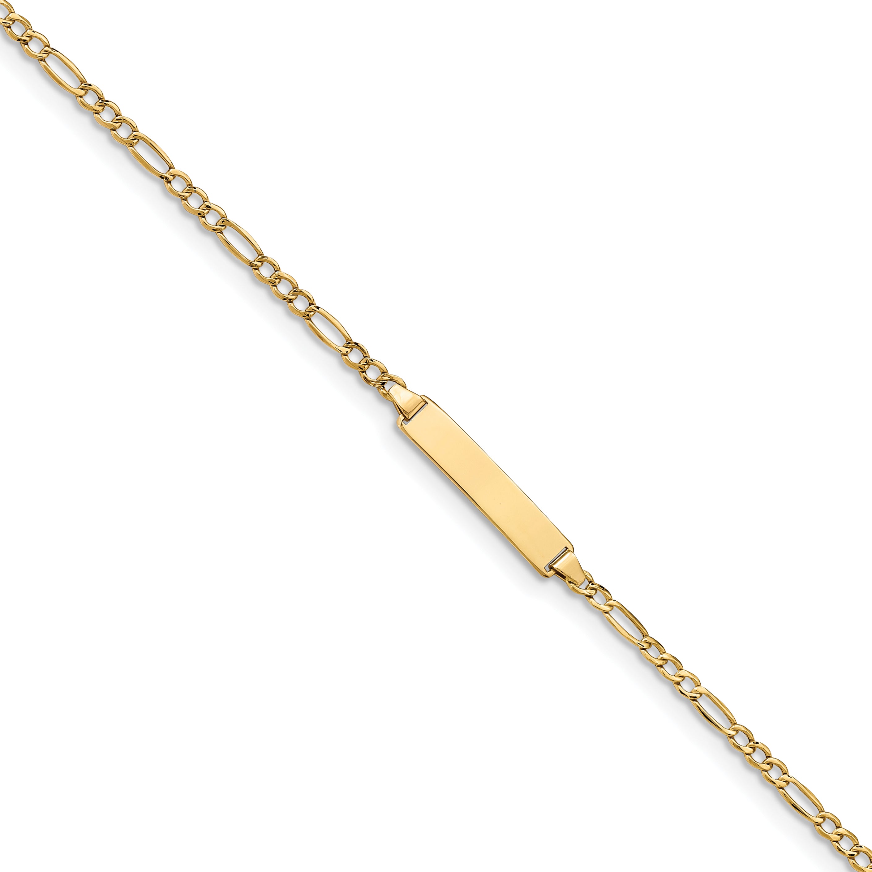 14K Polished ID with Semi-Solid Figaro Bracelet