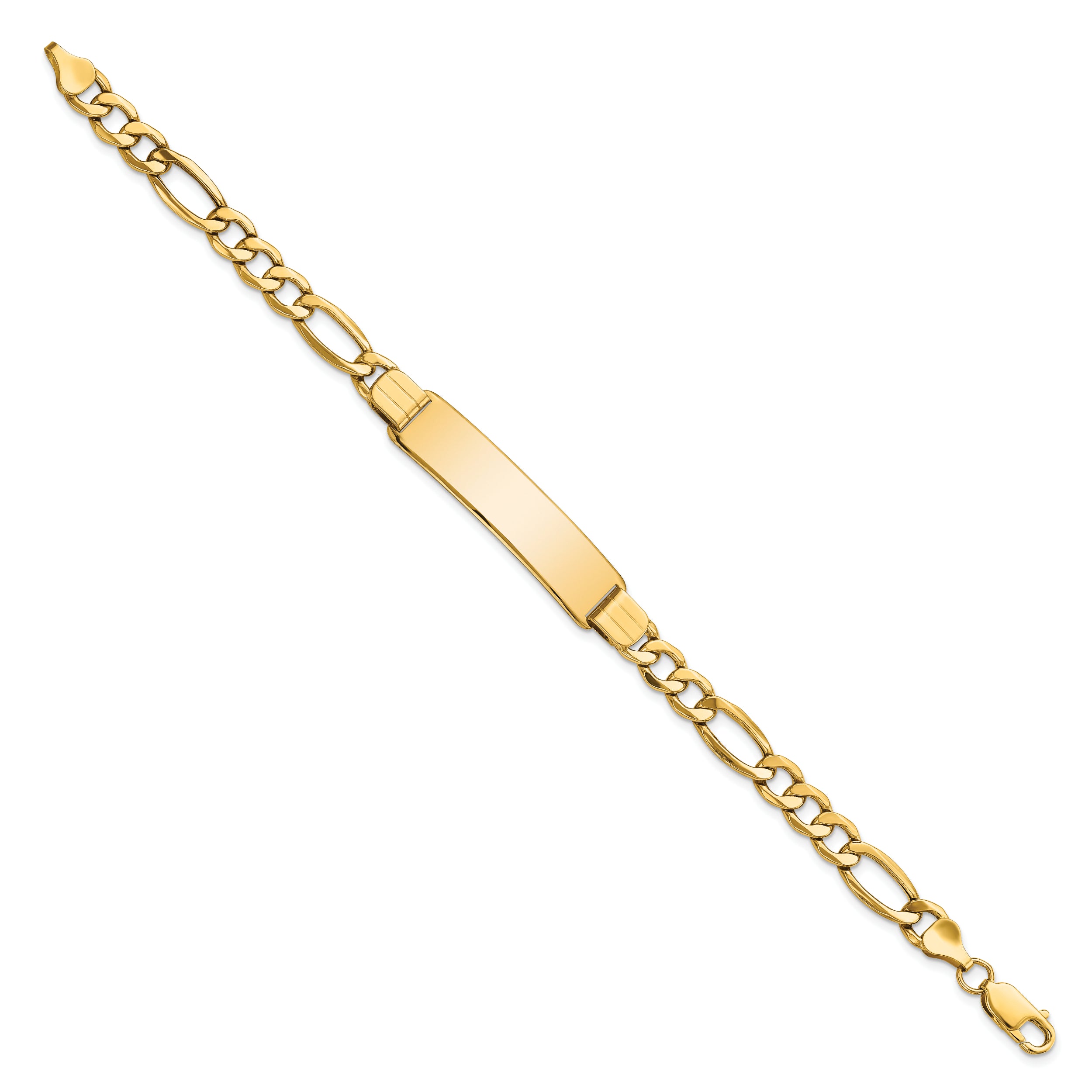 14k Polished Semi-Solid Figaro ID Bracelet