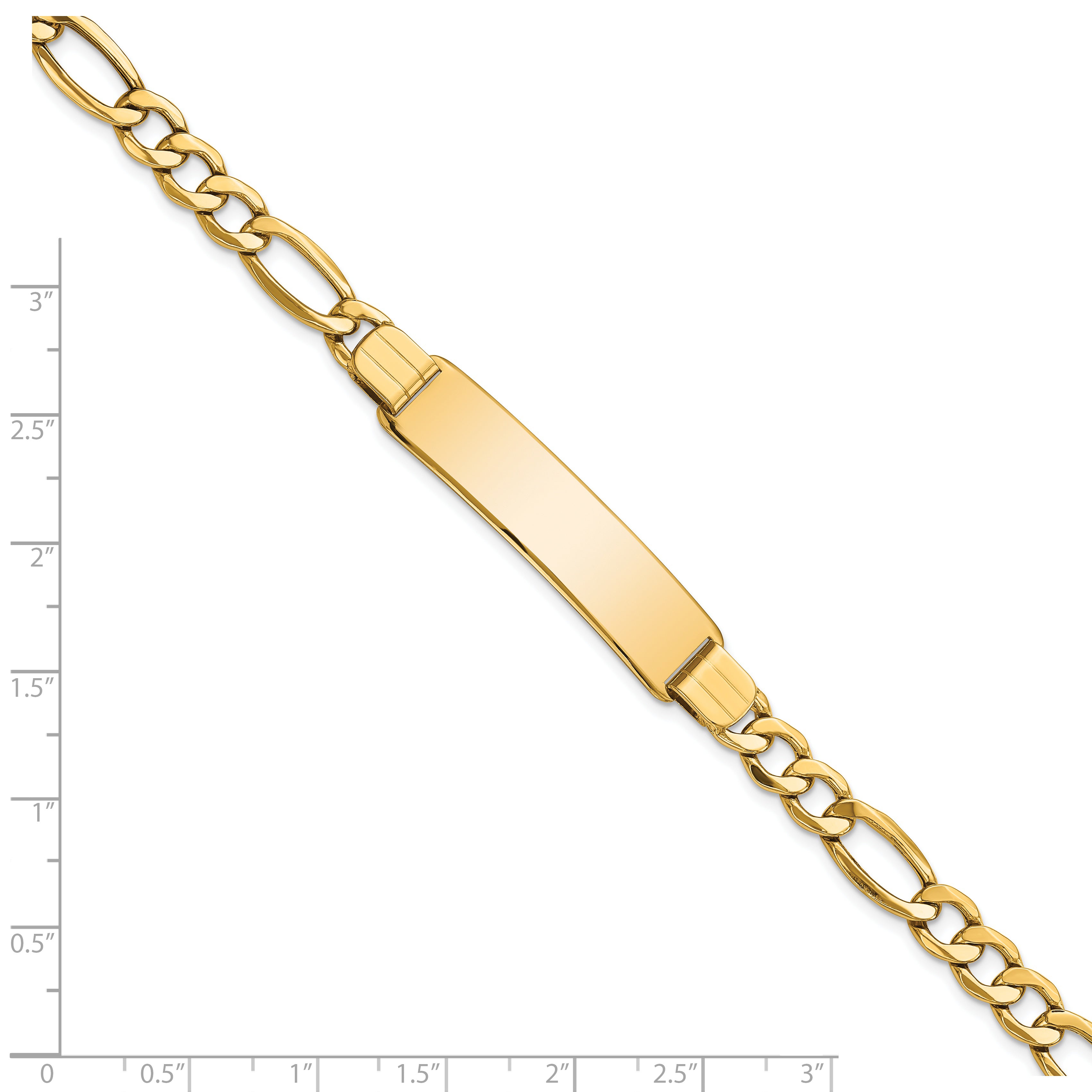 14k Polished Semi-Solid Figaro ID Bracelet