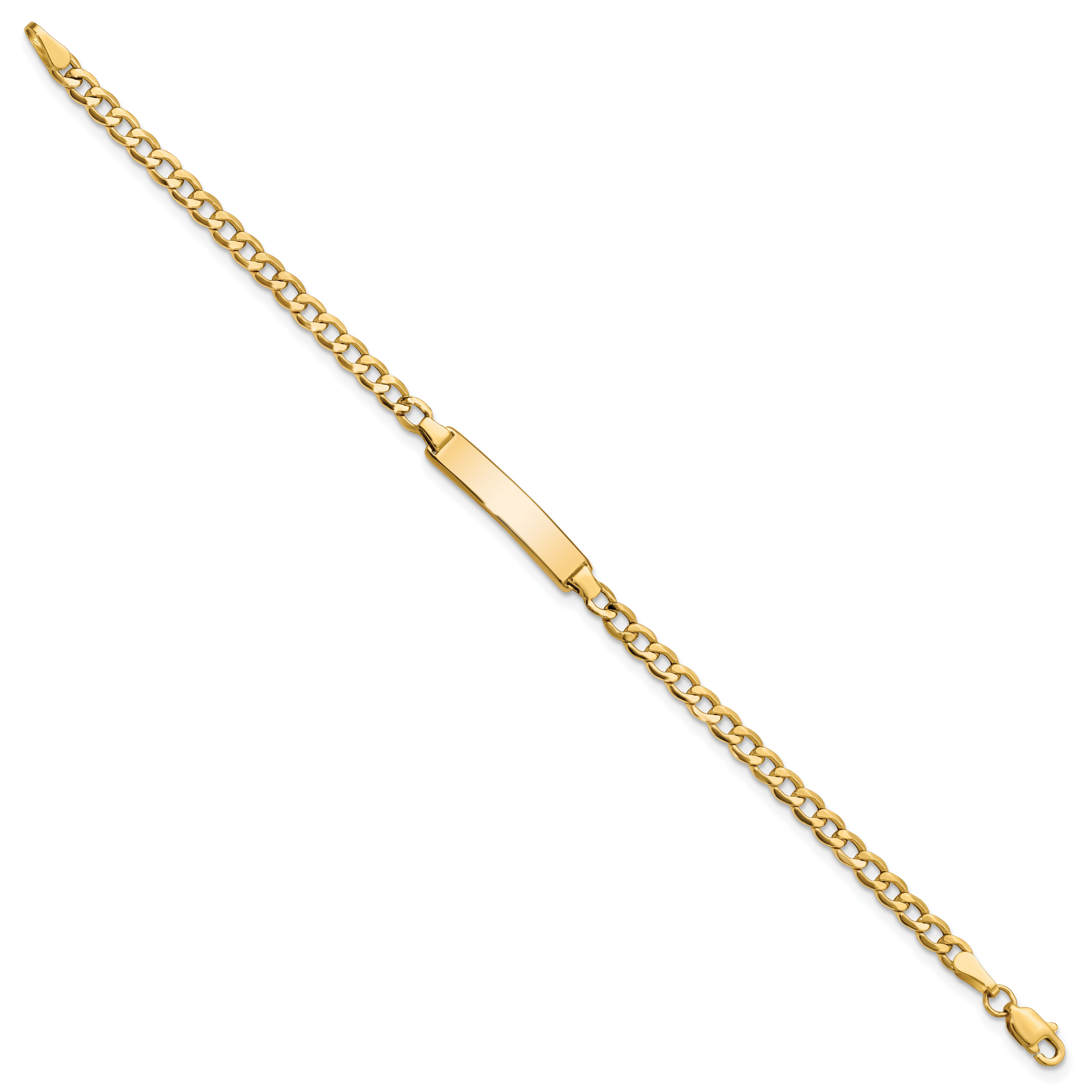 14k Semi-solid Cuban Link ID Bracelet