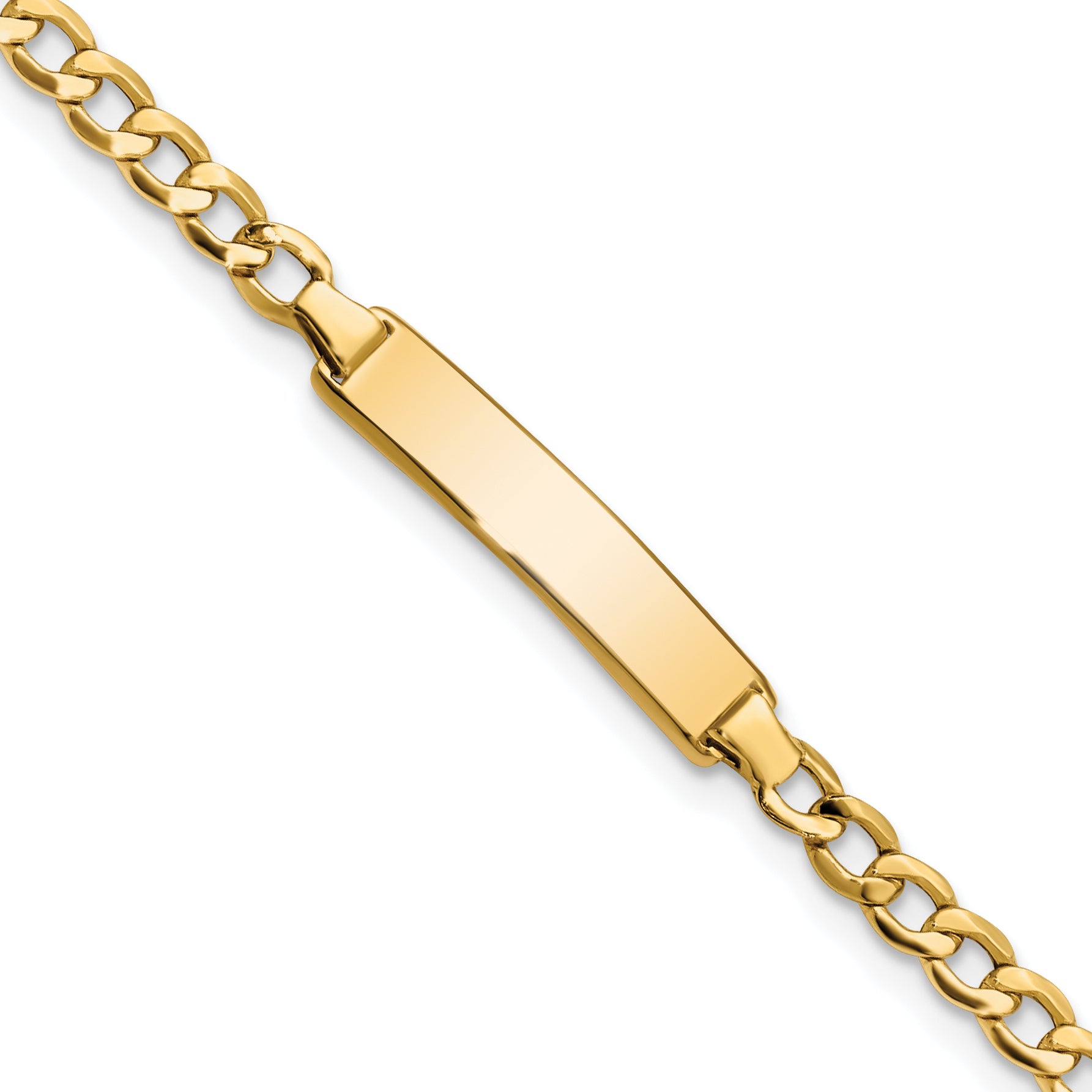 14k Semi-solid Cuban Link ID Bracelet