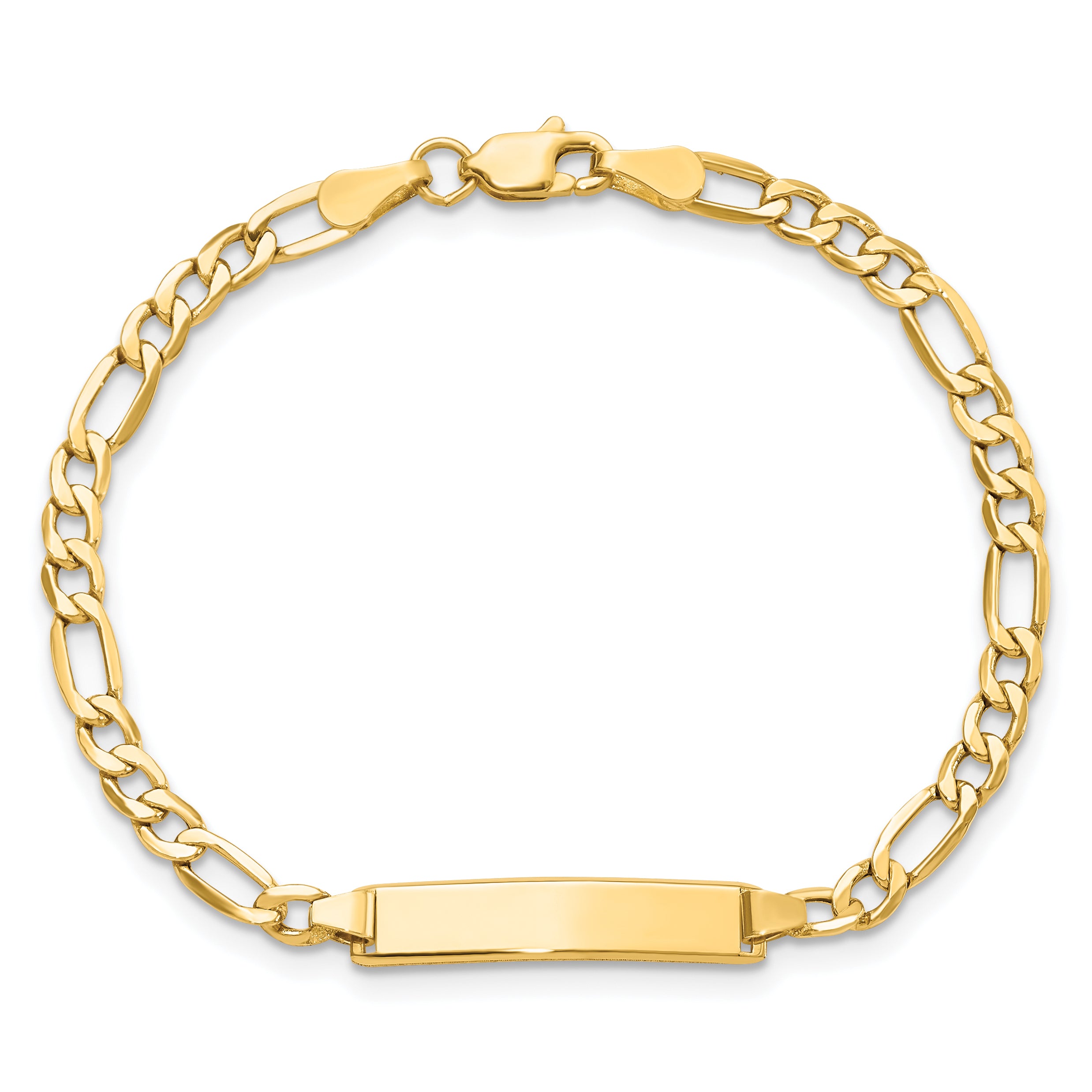 14k Semi-Solid Figaro Link ID Bracelet