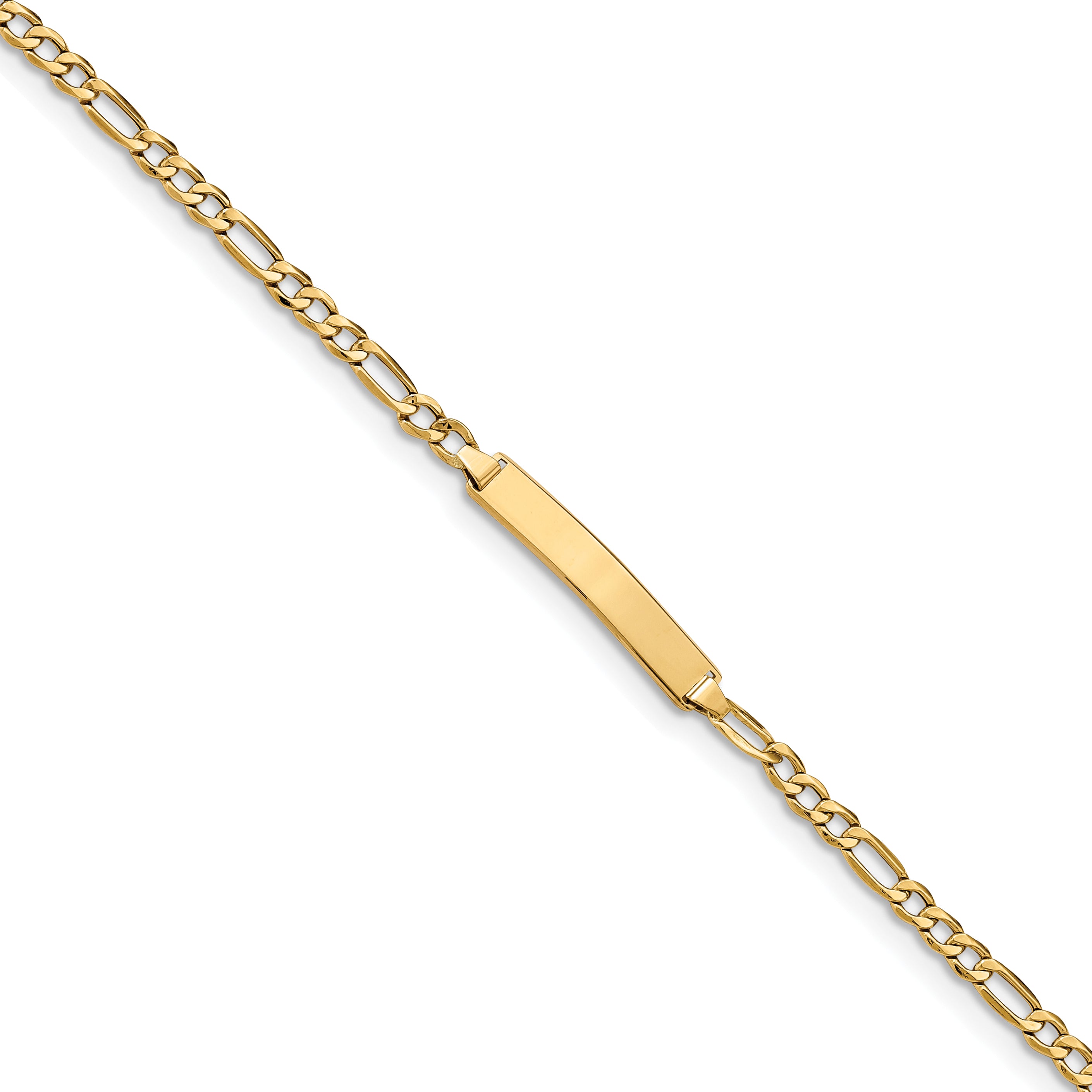 14K Semi-Solid Figaro Link ID Bracelet