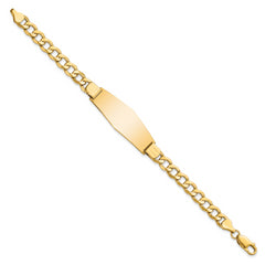 14k Semi-solid Soft Diamond Shape Curb Link ID Bracelet