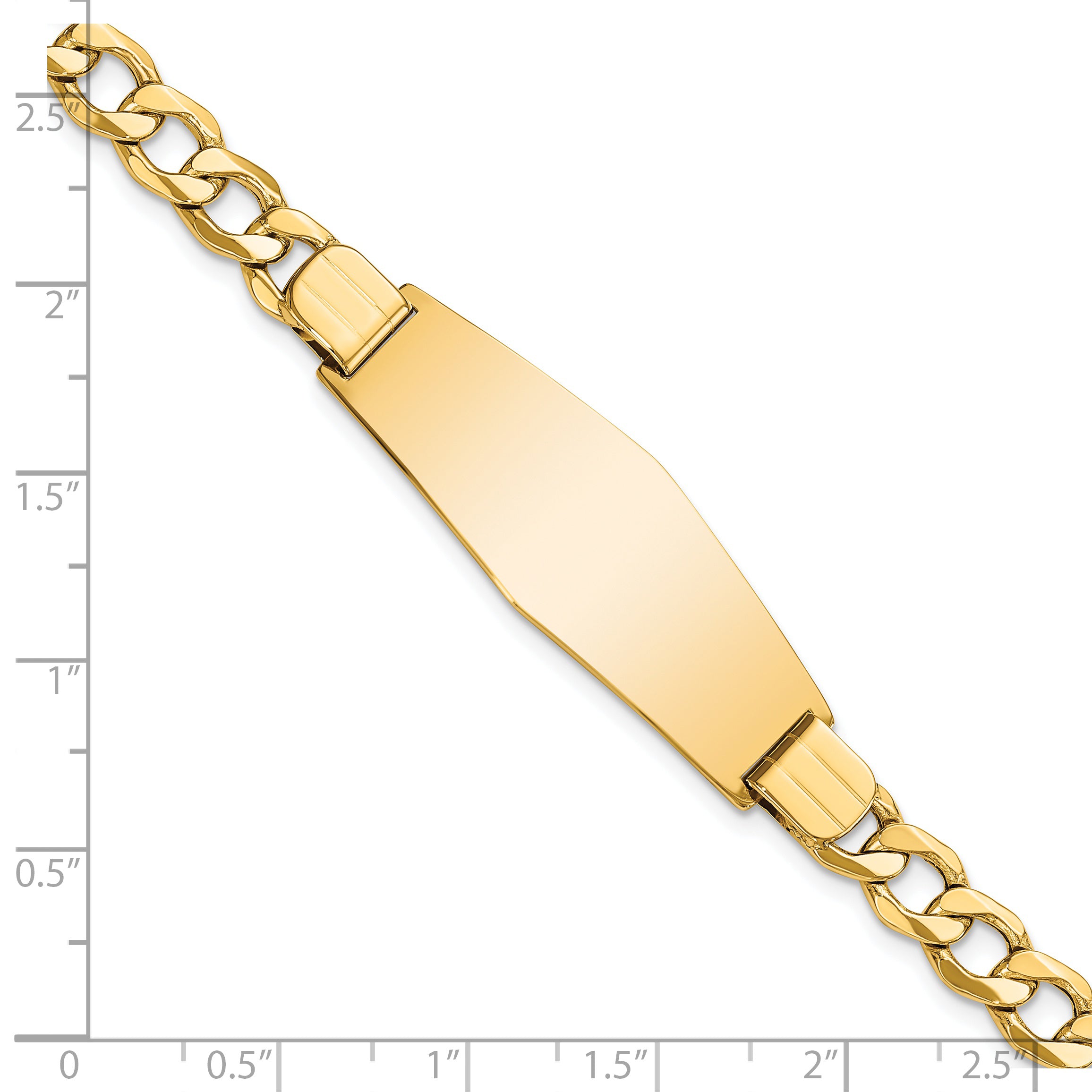 14k Semi-solid Soft Diamond Shape Curb Link ID Bracelet