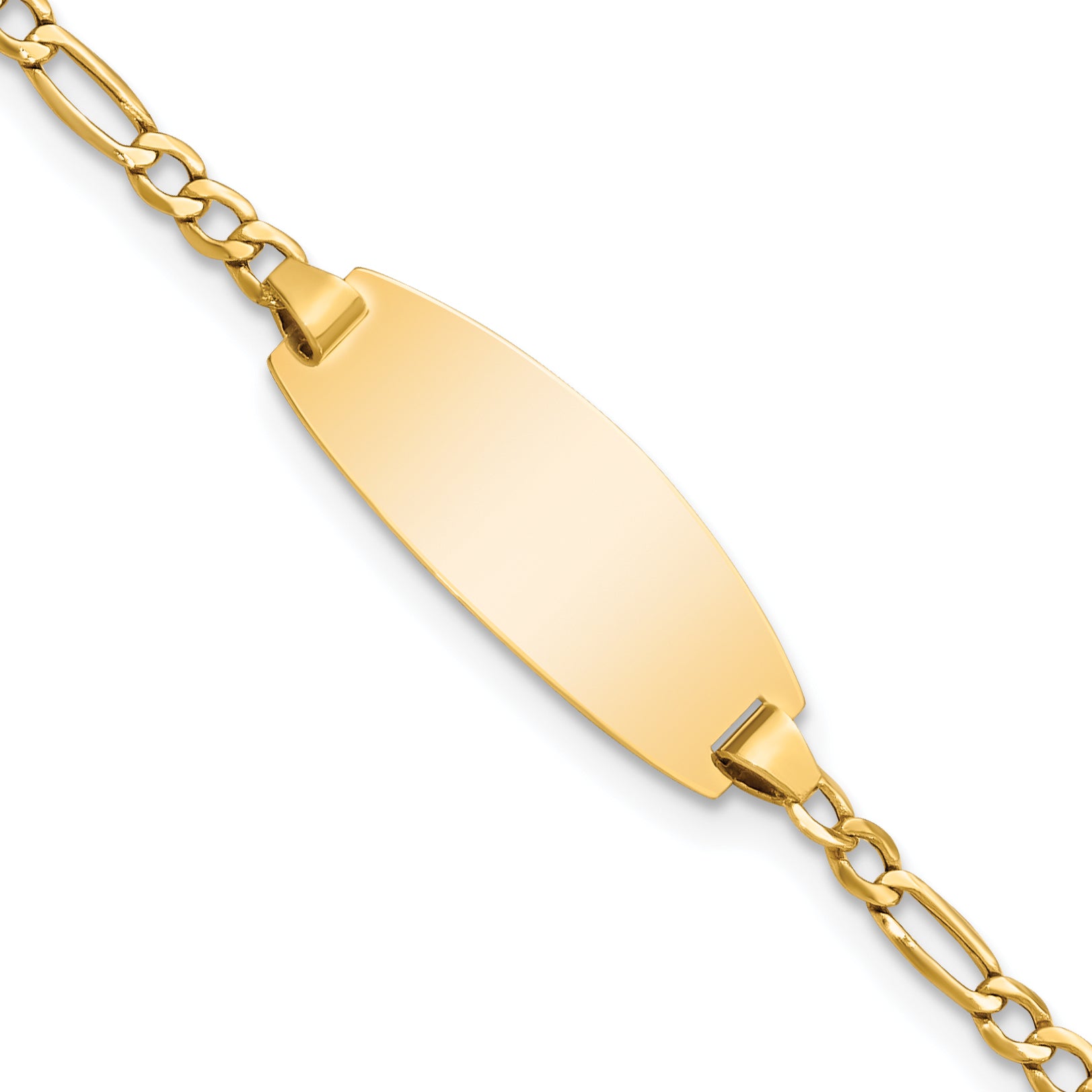 14k Semi-Solid Oval Figaro ID Bracelet