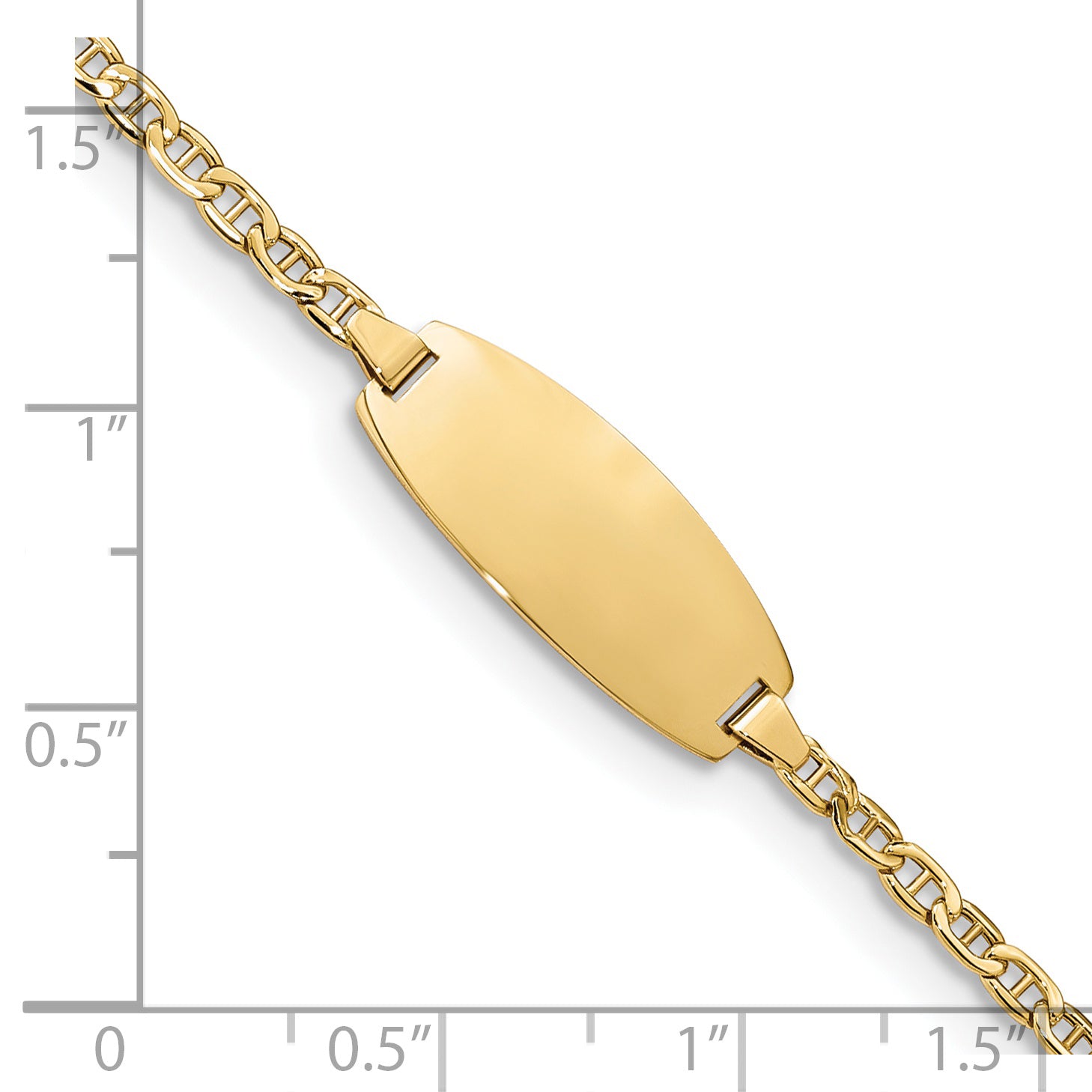 14k Semi-Solid Oval Anchor ID Bracelet