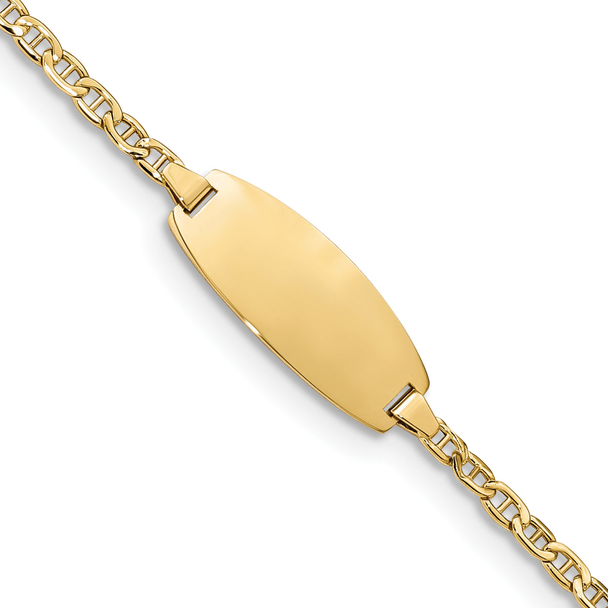 14k Semi-Solid Oval Anchor ID Bracelet