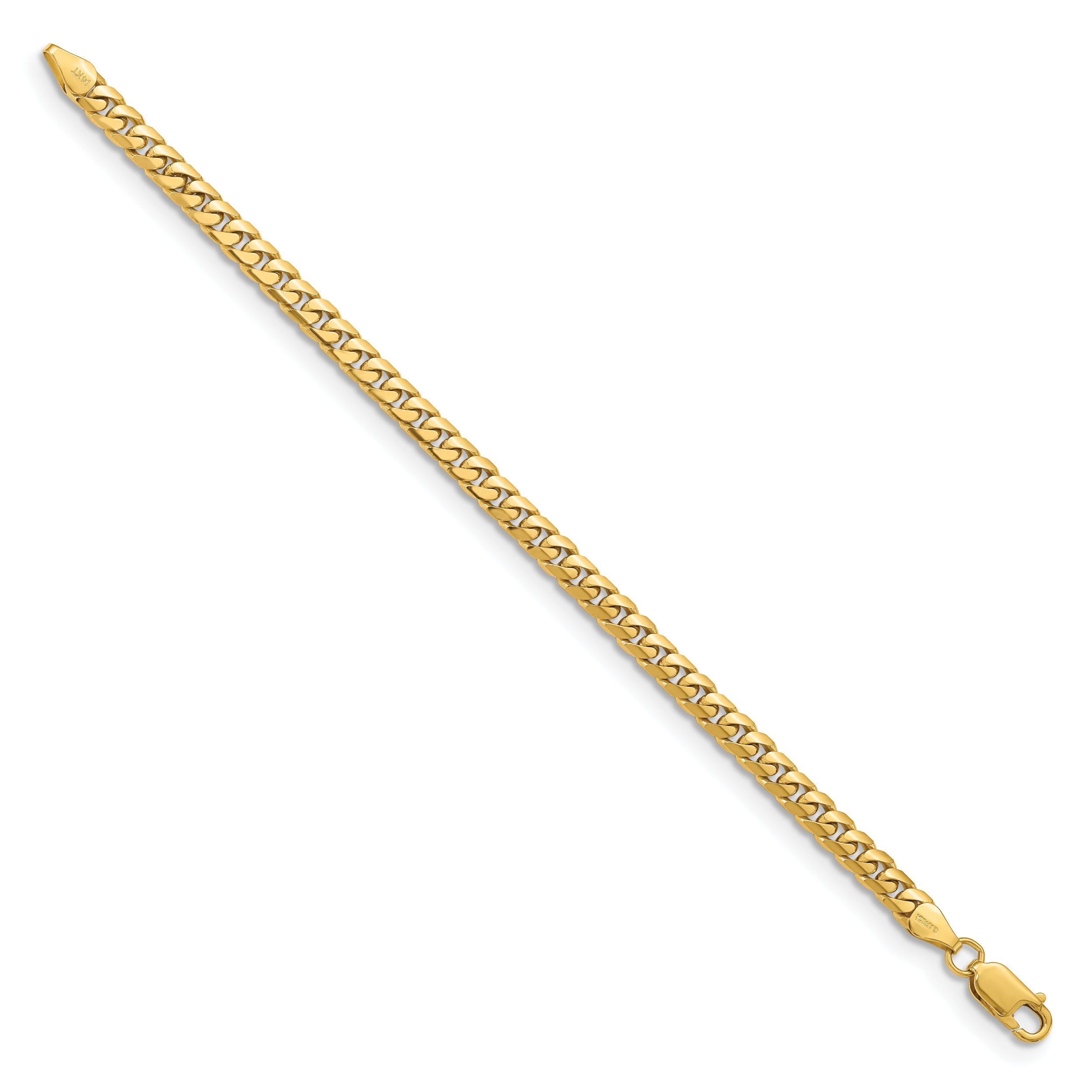 14K 7 inch 5mm Solid Miami Cuban Link with Lobster Clasp Bracelet