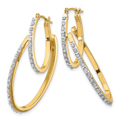 14k Diamond Fascination Hinged Double Hoop Earrings