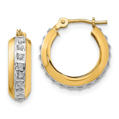 14kDiamond Fascination Round Huggy Hinged Hoop Earrings