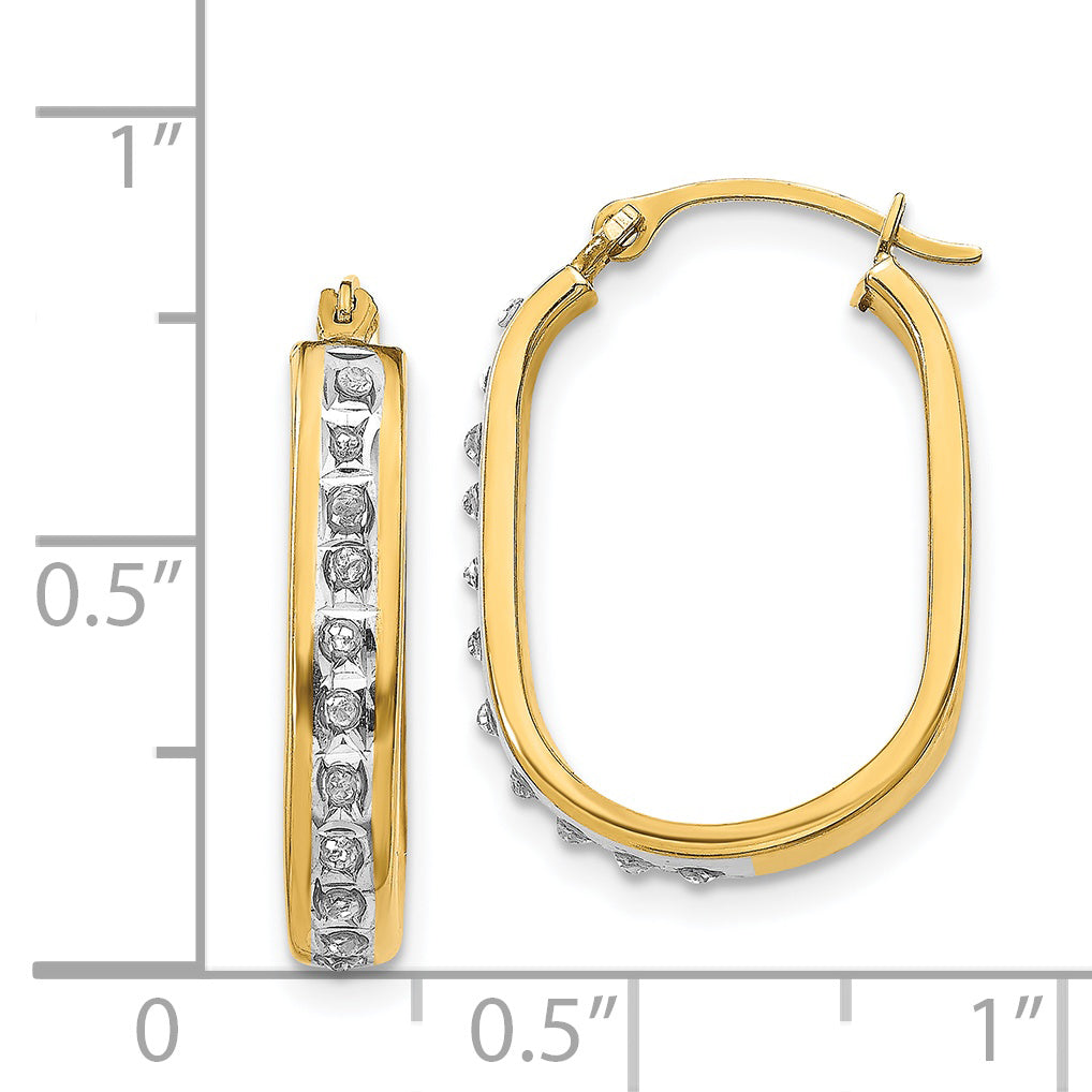 14K Gold Diamond-Accented Squared Hoop Earrings Polished & Lightweight Design