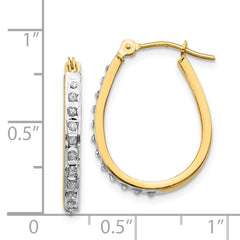 14K Yellow Gold & Rhodium Diamond Hoop Earrings, Polished Finish, 18mm