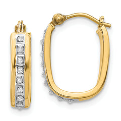 14k Diamond Fascination Squared Hinged Hoop Earrings