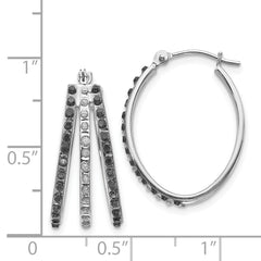 14K White Gold Diamond Fascination Black & White Triple Oval Hoop Earrings