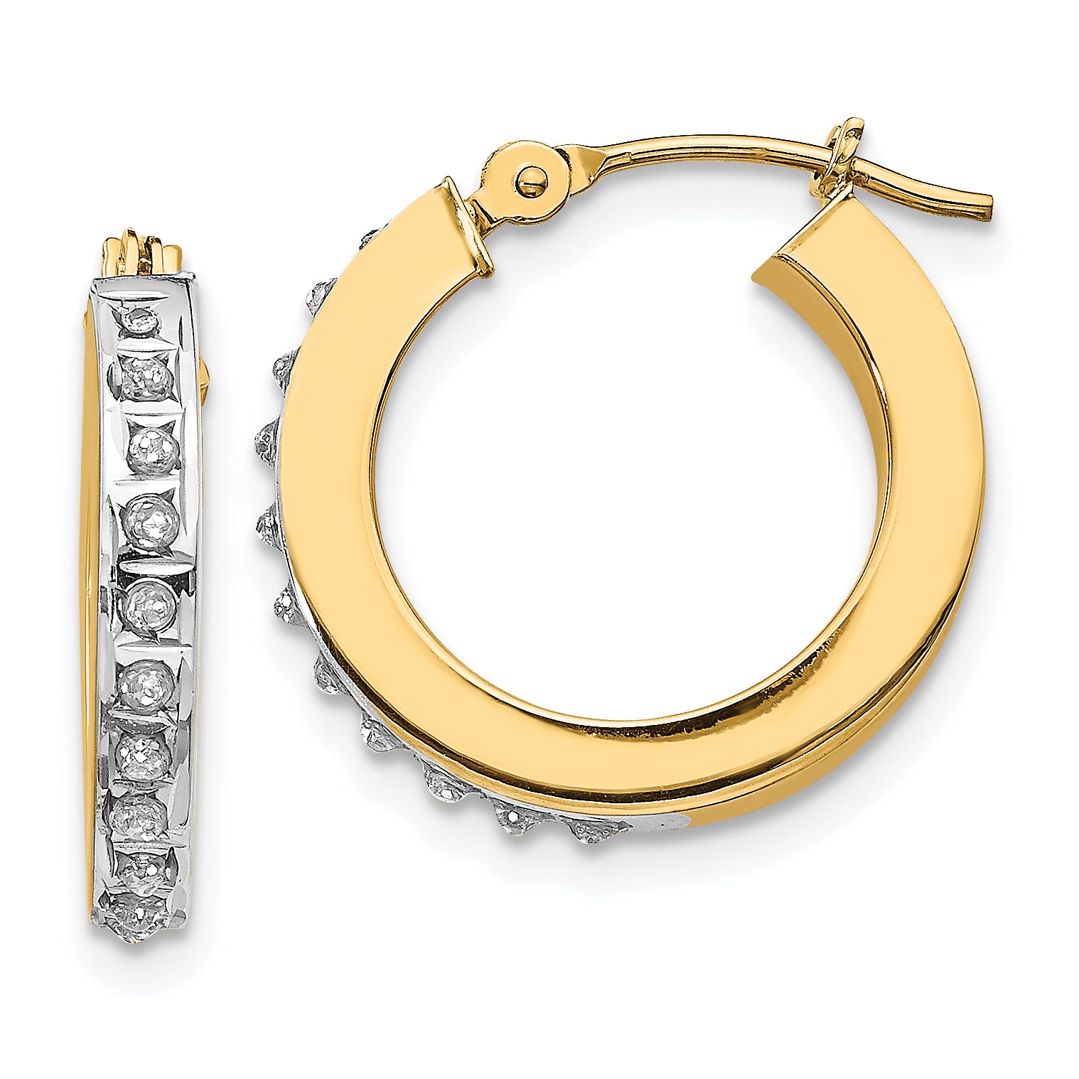 14k Diamond Fascination Round Hinged Hoop Earrings