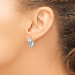 14k White Gold Diamond Fascination Round Hoop Earrings