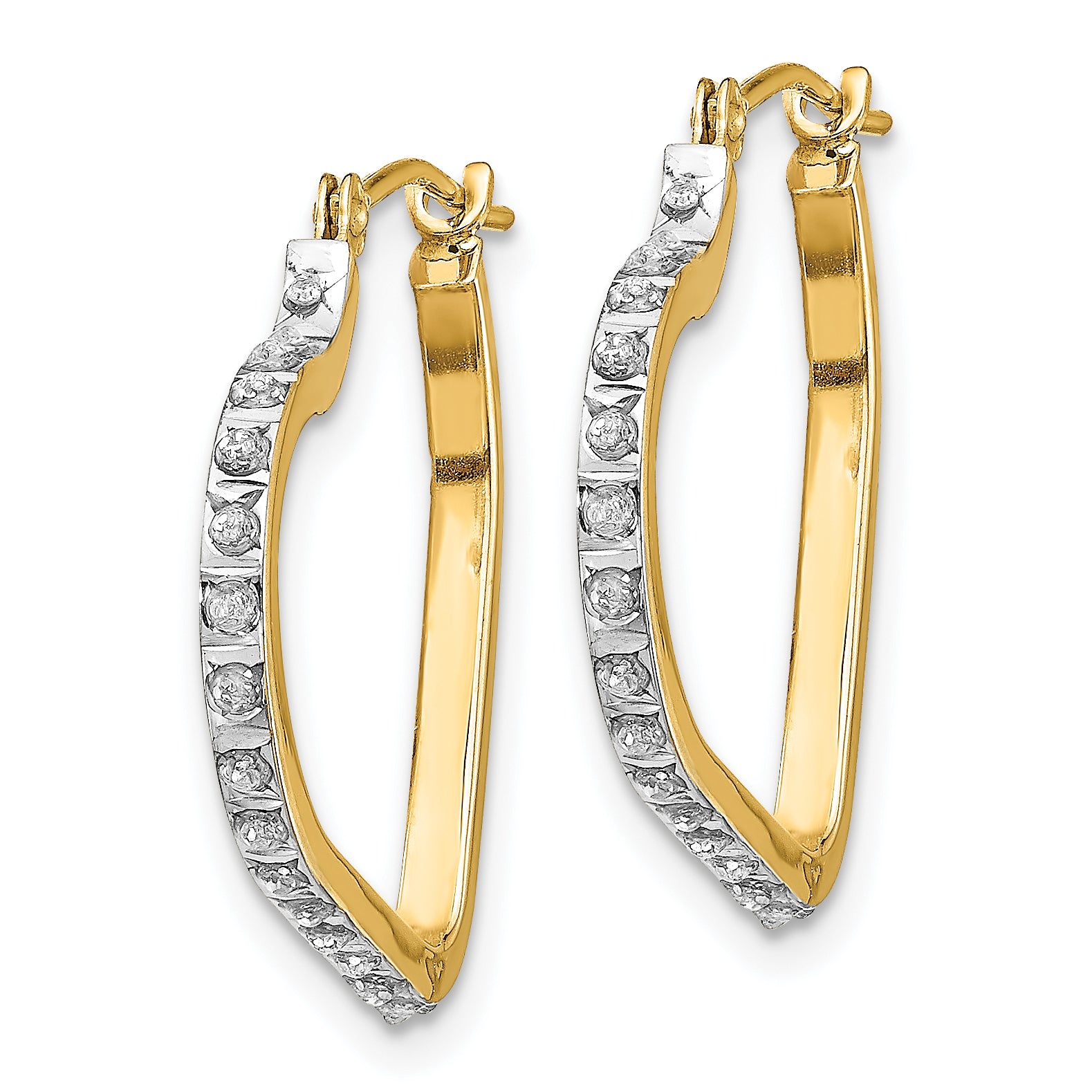 14K Gold Diamond Heart Hoop Earrings with Polished Finish  Elegant and Lightweight Design