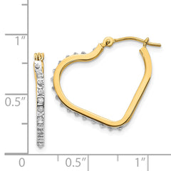 14K Gold Diamond Heart Hoop Earrings with Polished Finish  Elegant and Lightweight Design