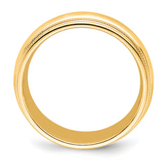 14k Yellow Gold 7mm Double Milgrain Comfort Fit Wedding Band Size 4