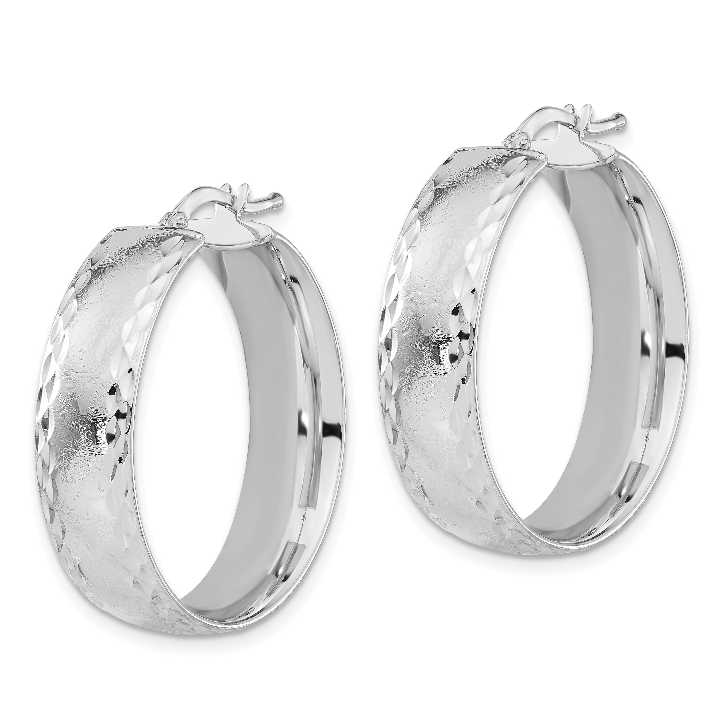 Bronze Diego Massimo Etched Rhodium-plated Hoop Earrings