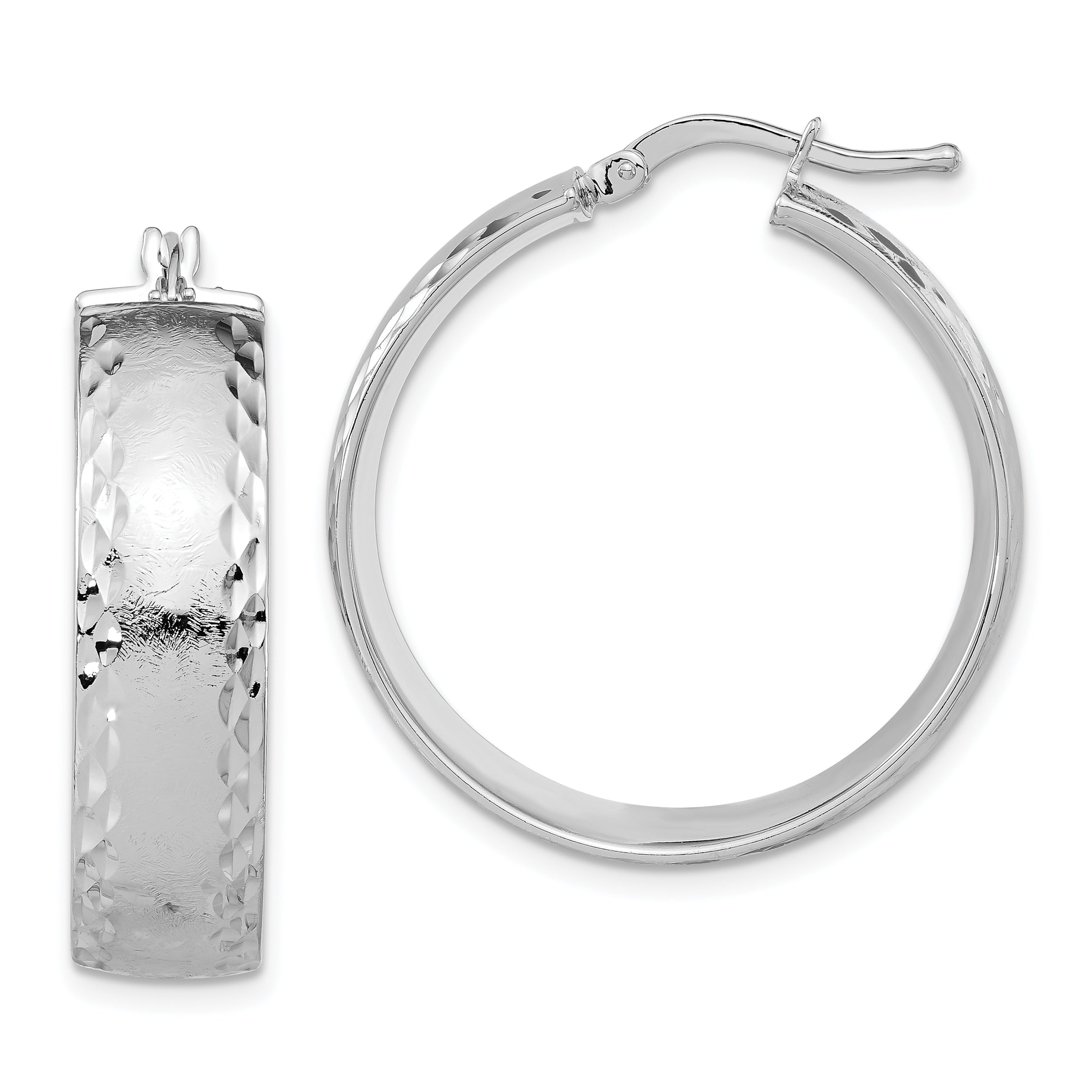 Bronze Diego Massimo Etched Rhodium-plated Hoop Earrings