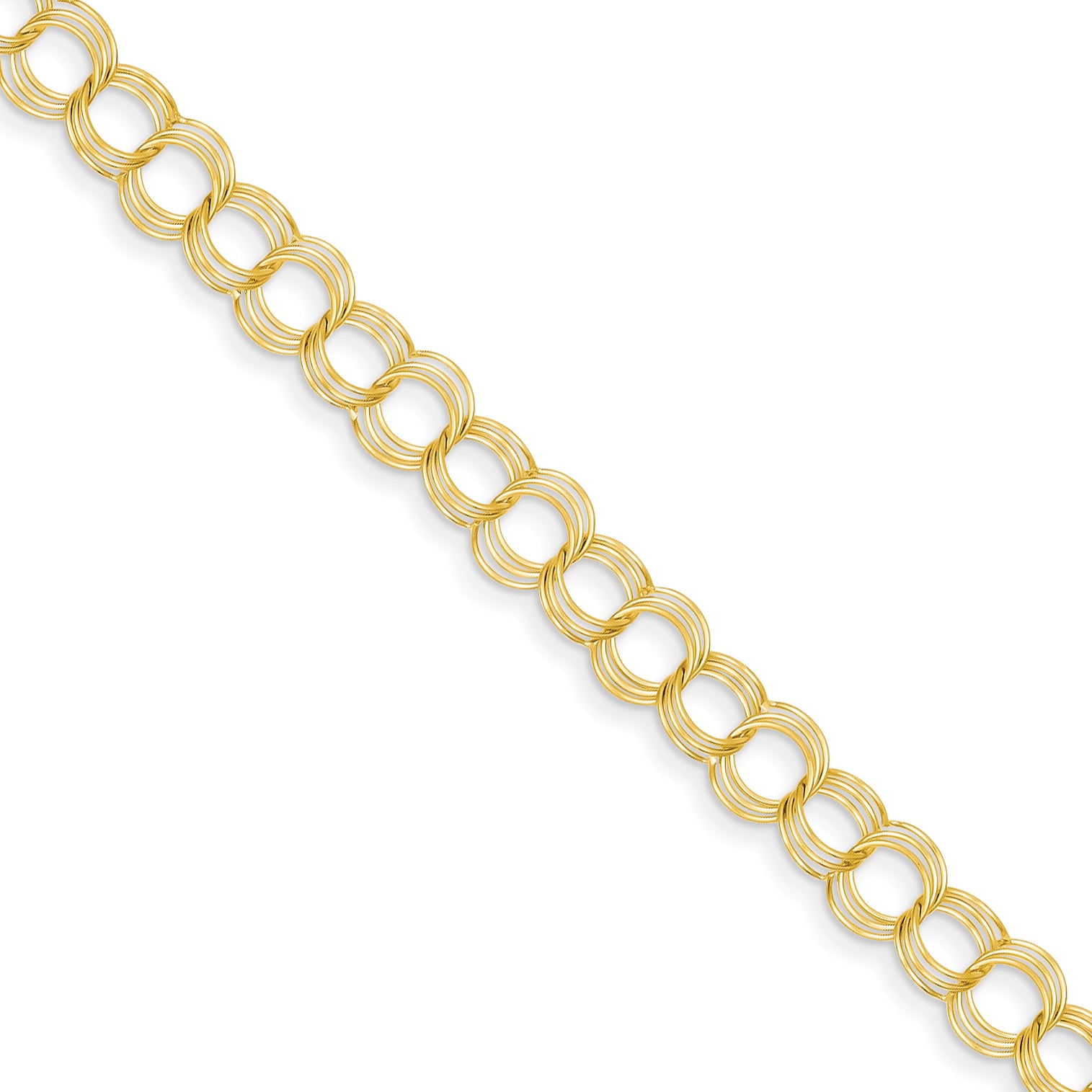 14k Solid Triple Link Charm Bracelet