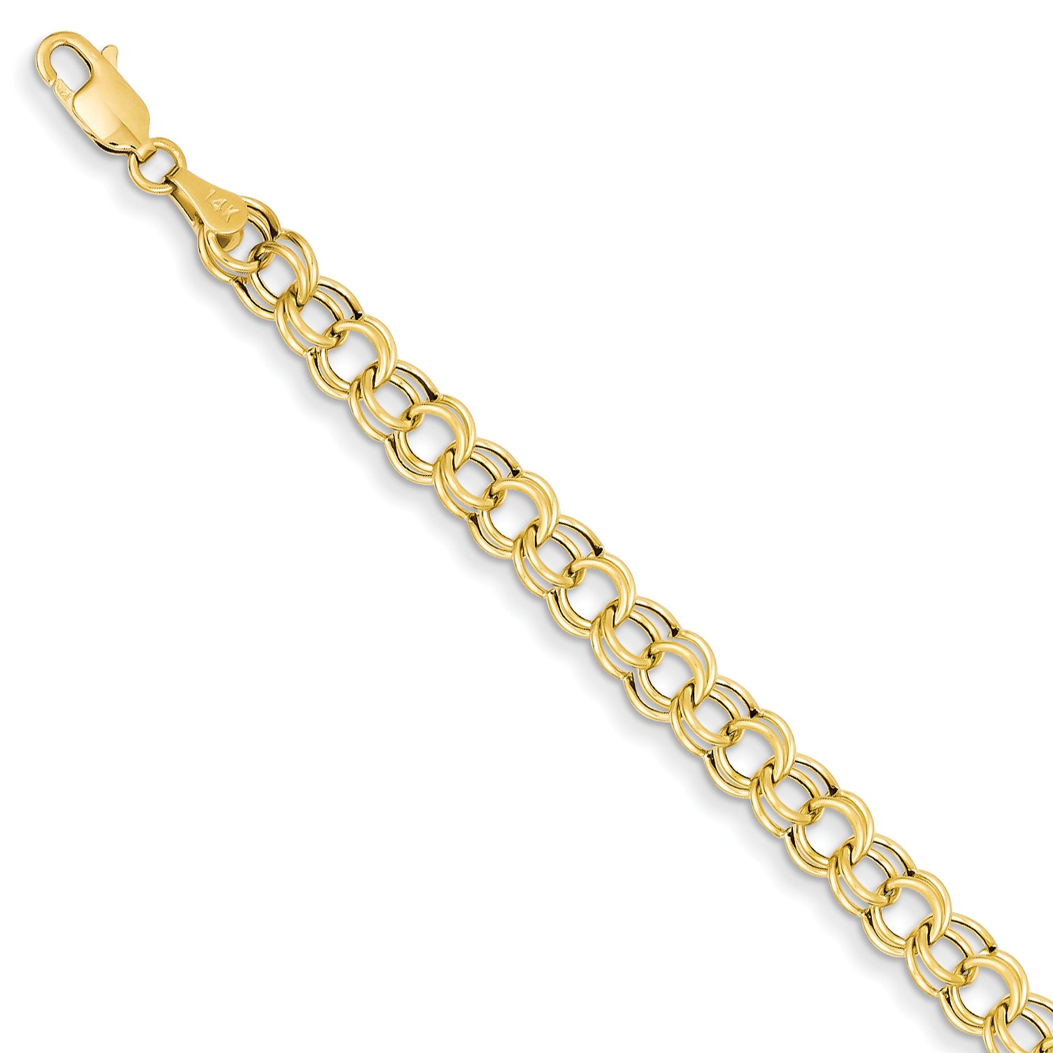 14k Hollow Double Link Charm Bracelet