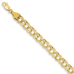 14k Hollow Double Link Charm Bracelet