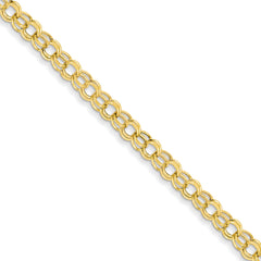 14k 8in 5.5mm Hollow Double Link Charm Bracelet