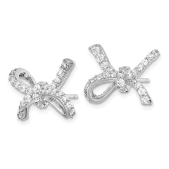 Cheryl M Sterling Silver CZ Bow Post Earrings