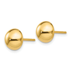 14K Gold Polished Half Ball Post Earrings for Women  Elegant 8mm Design