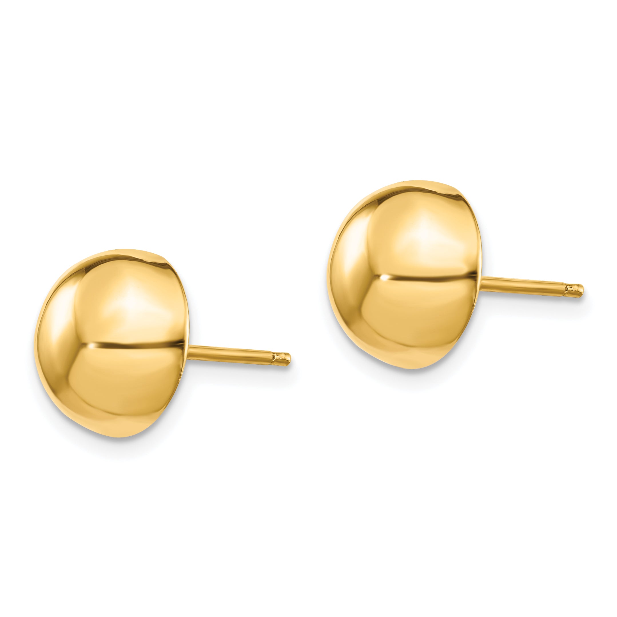 14K Gold Polished 10mm Hollow Half Ball Earrings for Women