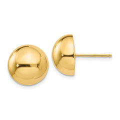 14k Polished 12mm Half Ball Post Earrings