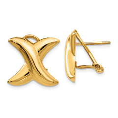 14k Polished X Omega Back Post Earrings