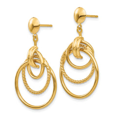 14k Polished and Textured Intertwined Circle Post Earrings