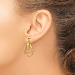 14k Polished and Textured Intertwined Circle Post Earrings