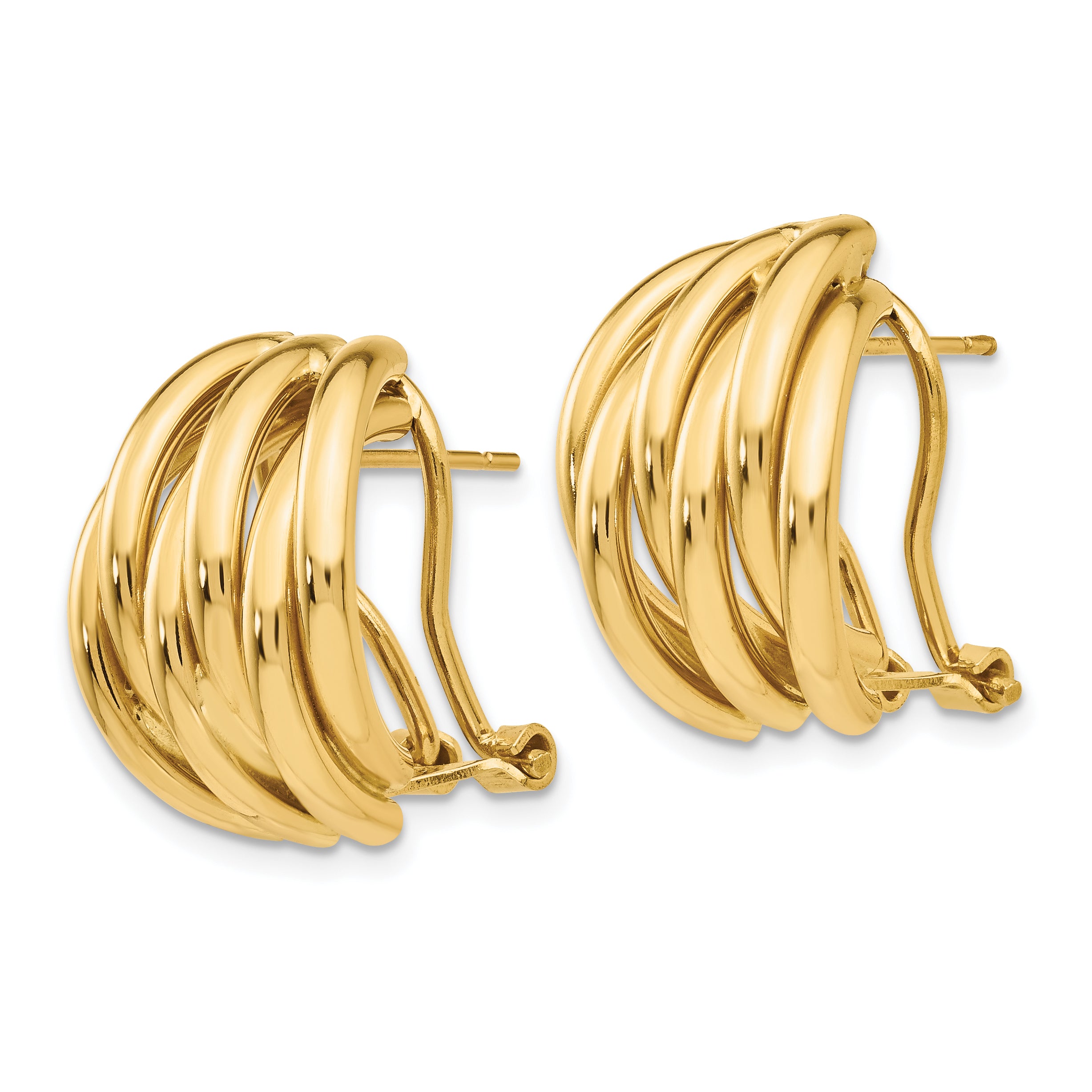 14k Polished Fancy Omega Back Post Earrings