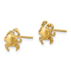 14K Gold Crab Earrings with Solid Cast Design for Women