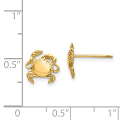 14K Gold Crab Earrings with Solid Cast Design for Women