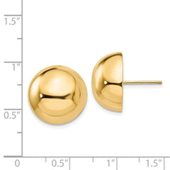 14k Polished 16mm Half Ball Post Earrings