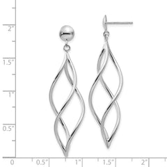 14k White Gold Swirl Dangle Earrings