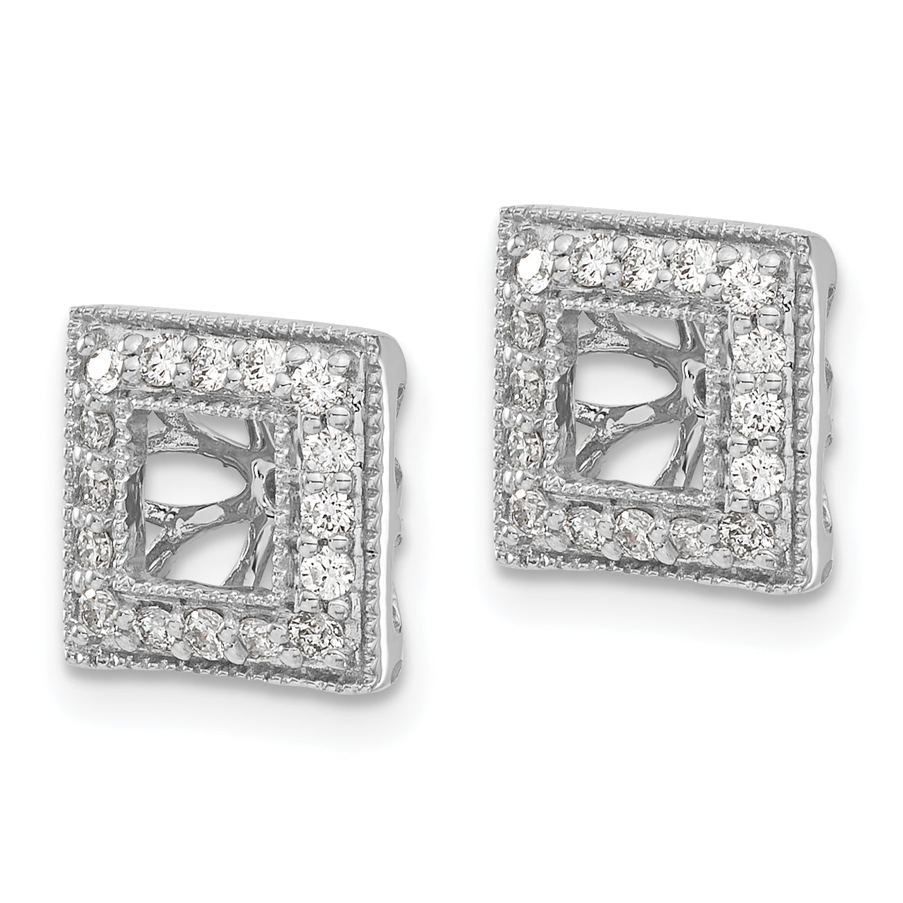 14K White Gold Lab Grown Diamond Square Jacket Earrings