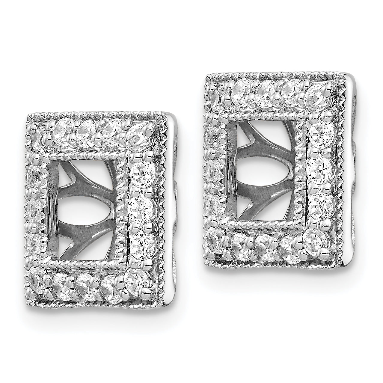 14K White Gold Lab Grown Diamond Square Jacket Earrings