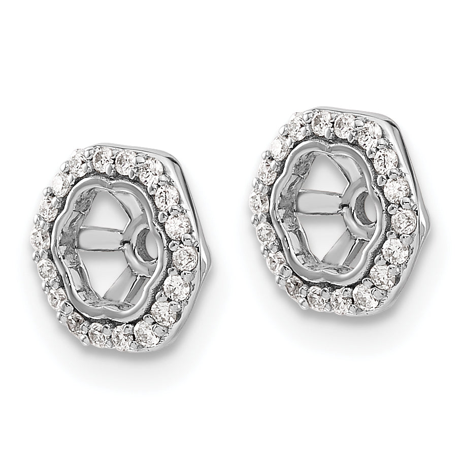 10k White Gold Hexagon Diamond Earring Jackets