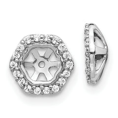 10k White Gold Hexagon Diamond Earring Jackets