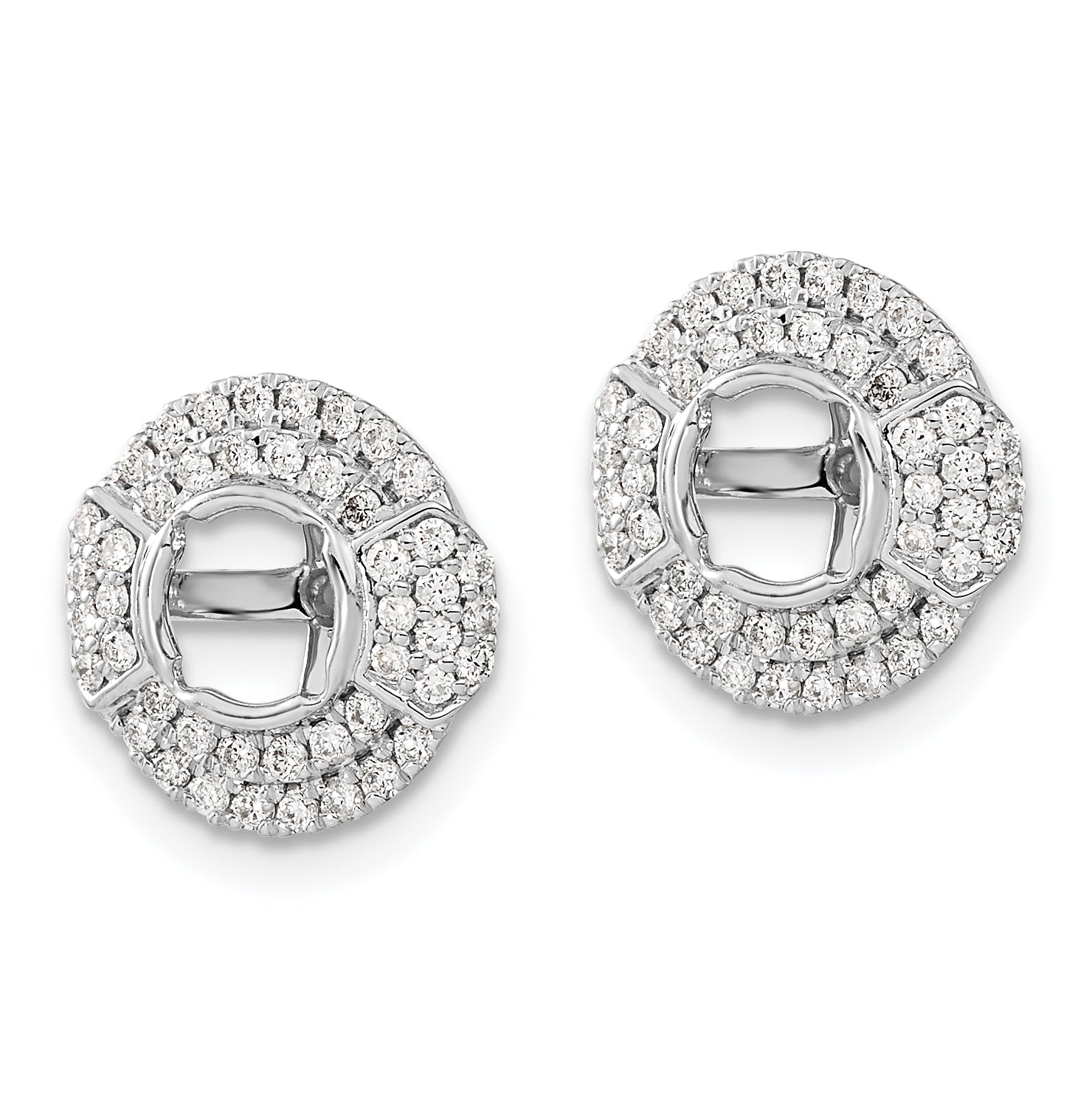 14K White Gold Lab Grown Diamond Round Earring Jackets