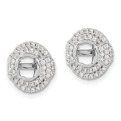 14K White Gold Lab Grown Diamond Round Earring Jackets